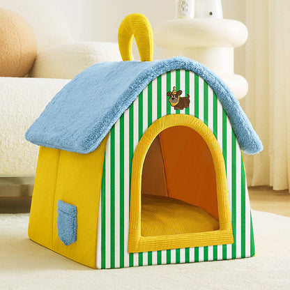 Contemporary Creative Square Velvet Corduroy PP Cotton Drip-Plastic Fabric Handheld Cat Bed For Bedroom