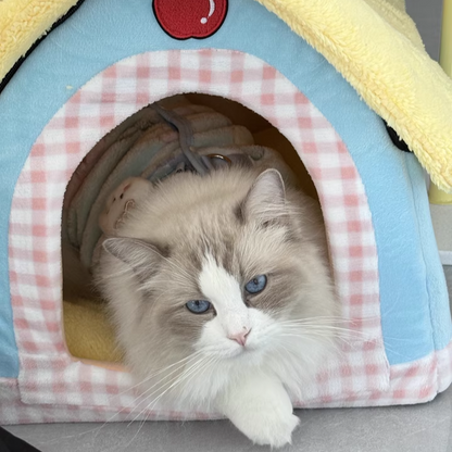 Contemporary Creative Square Velvet Corduroy PP Cotton Drip-Plastic Fabric Handheld Cat Bed For Bedroom