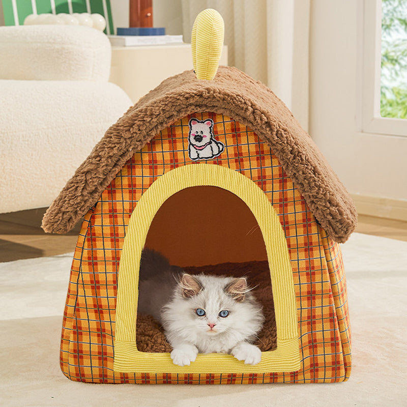Contemporary Creative Square Velvet Corduroy PP Cotton Drip-Plastic Fabric Handheld Cat Bed For Bedroom