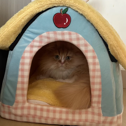 Contemporary Creative Square Velvet Corduroy PP Cotton Drip-Plastic Fabric Handheld Cat Bed For Bedroom