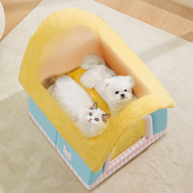 Contemporary Creative Square Velvet Corduroy PP Cotton Drip-Plastic Fabric Handheld Cat Bed For Bedroom