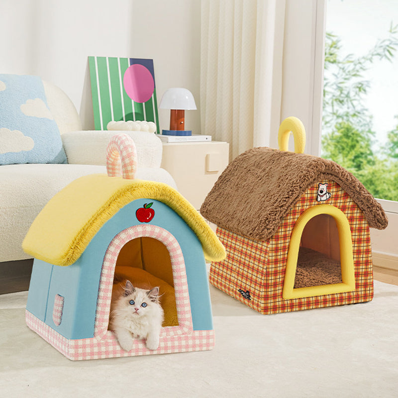 Contemporary Creative Square Velvet Corduroy PP Cotton Drip-Plastic Fabric Handheld Cat Bed For Bedroom