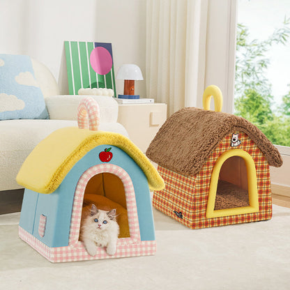 Contemporary Creative Square Velvet Corduroy PP Cotton Drip-Plastic Fabric Handheld Cat Bed For Bedroom