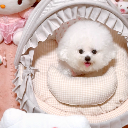 Contemporary Scandinavian Round Polyester-Cotton Velvet Semi-Enclosed Cradle Cat Bed For Bedroom