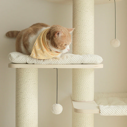 Contemporary Scandinavian Rectangular Plywood Fiberboard Paper Rope Paper Tube Corduroy Cat Tree 5-Tier For Bedroom