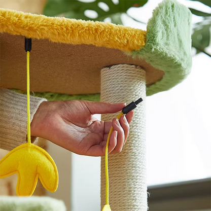 Contemporary Creative Round Particleboard Velvet Fabric Sisal Watermelon Cat Tree 3-Tier For Bedroom