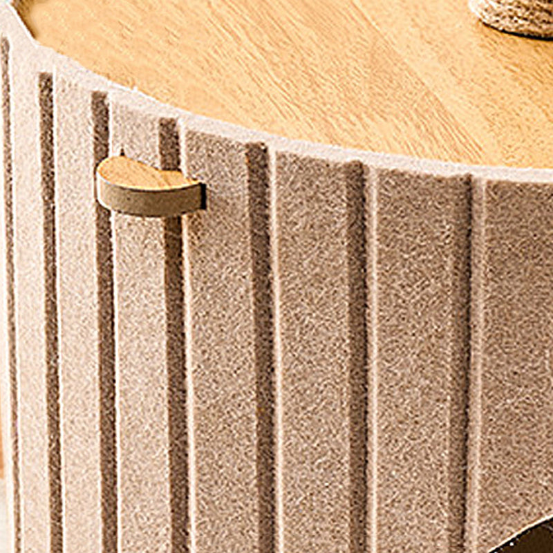 Contemporary Scandinavian Round Medium-Density Fiberboard Hemp Rope Paper Tube Velvet Fabric Felt Cat Tree 4-Tier For Bedroom