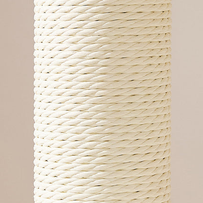 Contemporary Scandinavian Round Plywood Velvet Fabric Paper Rope Sisal Acrylic Cat Tree 6-Tier For Living Room
