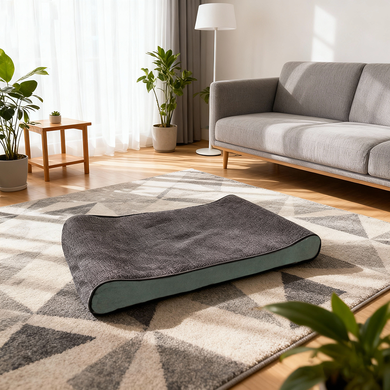 Modern Minimalist Rectangular Pet Bed: Streamlined Wave Design - Compressible Cat Bed For Bedroom