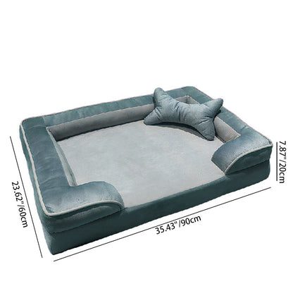 Contemporary Scandinavian Rectangular Pet Bed: Fence-Style Pillow - Compressible Cat Bed For Bedroom