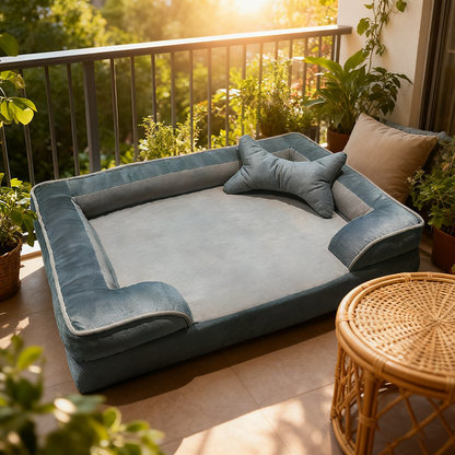 Contemporary Scandinavian Rectangular Pet Bed: Fence-Style Pillow - Compressible Cat Bed For Bedroom