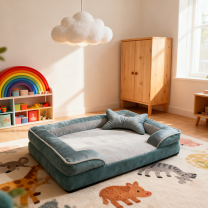 Contemporary Scandinavian Rectangular Pet Bed: Fence-Style Pillow - Compressible Cat Bed For Bedroom