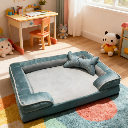 Contemporary Scandinavian Rectangular Pet Bed: Fence-Style Pillow - Compressible Cat Bed For Bedroom