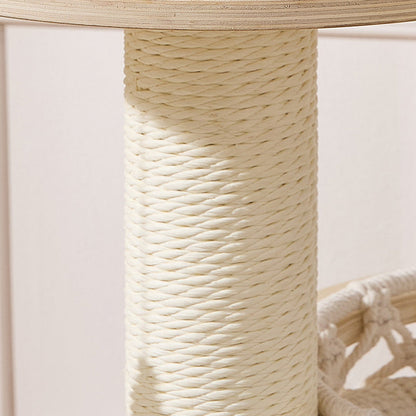 Contemporary Scandinavian Round Plywood Paper Rope Sisal Velvet Fabric Cat Tree & Condo 2-Condo 2-Perch For Bedroom