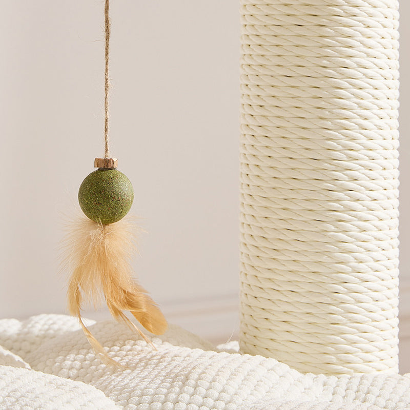 Contemporary Scandinavian Round Plywood Paper Rope Sisal Velvet Fabric Cat Tree & Condo 2-Condo 2-Perch For Bedroom