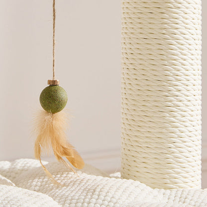 Contemporary Scandinavian Round Plywood Paper Rope Sisal Velvet Fabric Cat Tree & Condo 2-Condo 2-Perch For Bedroom