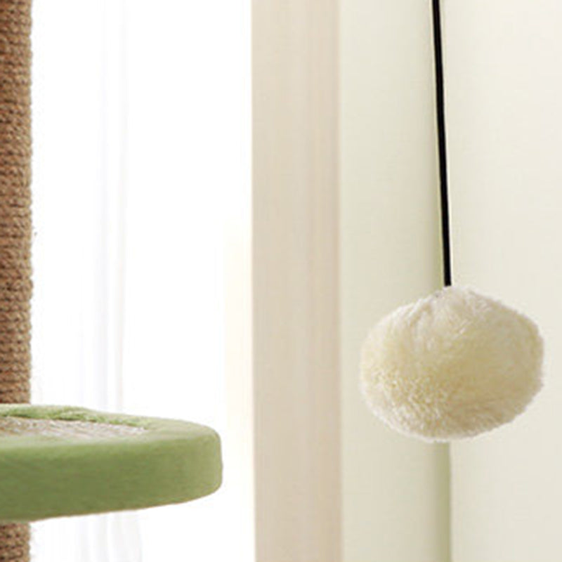 Contemporary Scandinavian Rectangular Particleboard Velvet Fabric Sisal Cat Tree 3-Perch For Bedroom