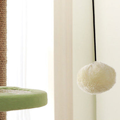 Contemporary Scandinavian Rectangular Particleboard Velvet Fabric Sisal Cat Tree 3-Perch For Bedroom