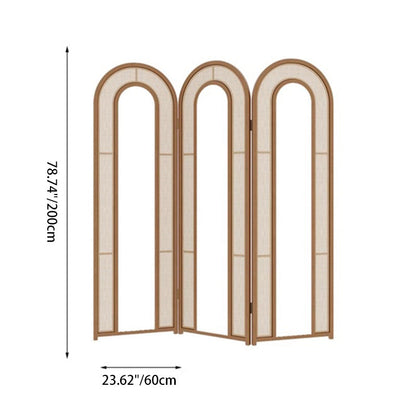 Traditional Vintage Rectangular Pine Wood PVC Rattan Crane Carved Foldable Room Divider 3-Panel For Living Room