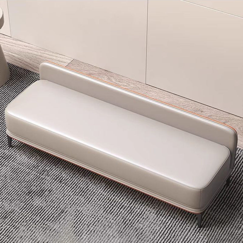 Modern Minimalist Rectangular Plywood High-Quality Faux Leather Steel Shoe Bench For Entryways