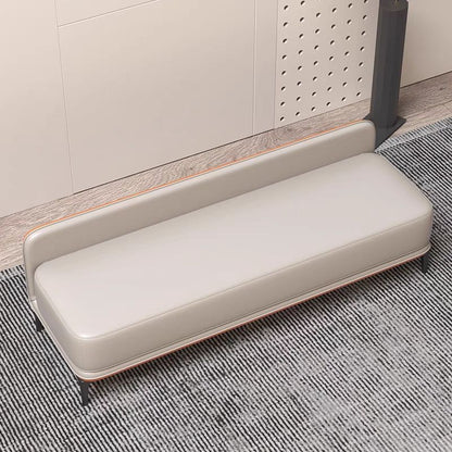 Modern Minimalist Rectangular Plywood High-Quality Faux Leather Steel Shoe Bench For Entryways