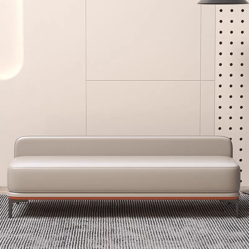 Modern Minimalist Rectangular Plywood High-Quality Faux Leather Steel Shoe Bench For Entryways