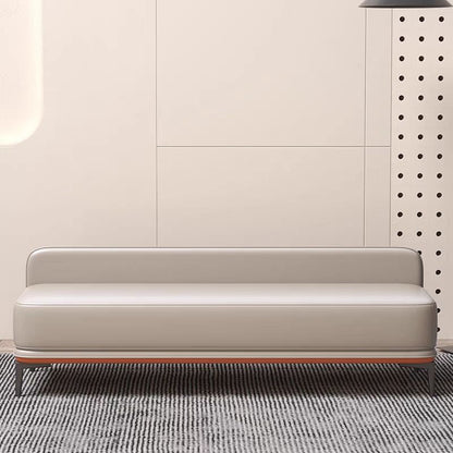 Modern Minimalist Rectangular Plywood High-Quality Faux Leather Steel Shoe Bench For Entryways