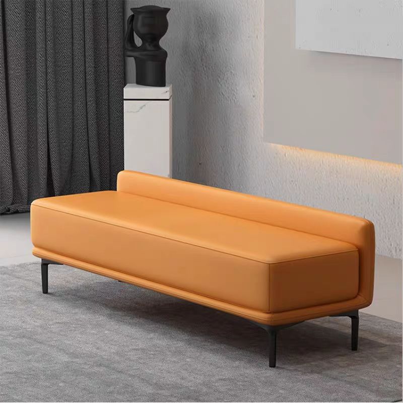 Modern Minimalist Rectangular Plywood High-Quality Faux Leather Steel Shoe Bench For Entryways