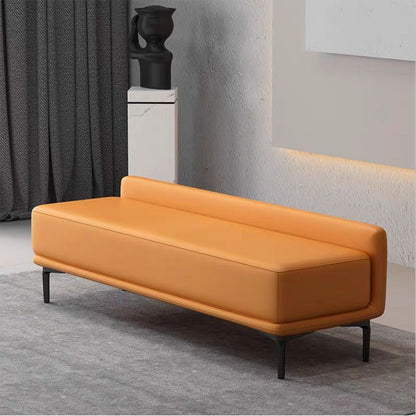 Modern Minimalist Rectangular Plywood High-Quality Faux Leather Steel Shoe Bench For Entryways