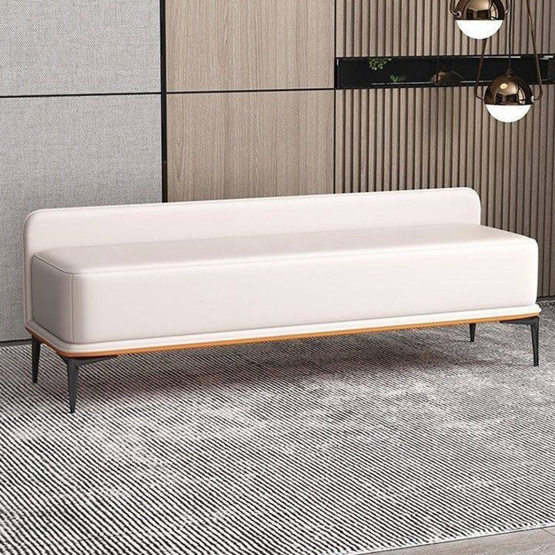 Modern Minimalist Rectangular Plywood High-Quality Faux Leather Steel Shoe Bench For Entryways