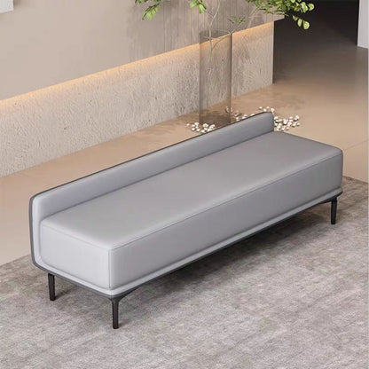 Modern Minimalist Rectangular Plywood High-Quality Faux Leather Steel Shoe Bench For Entryways