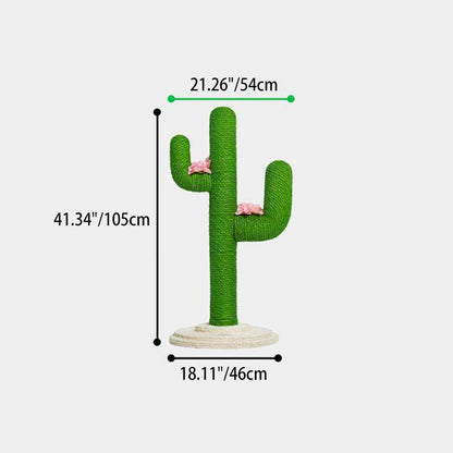 Contemporary Creative Round PVC Plastic Velvet Fabric Hemp Rope Cactus Cat Scratching Post 1-Condo 1-Perch For Bedroom