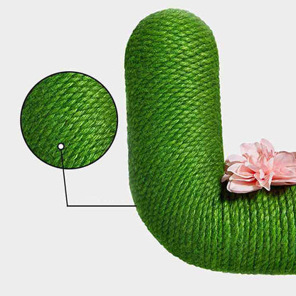 Contemporary Creative Round PVC Plastic Velvet Fabric Hemp Rope Cactus Cat Scratching Post 1-Condo 1-Perch For Bedroom