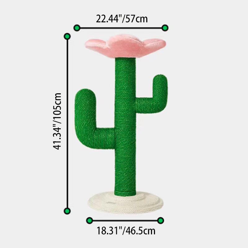 Contemporary Creative Round PVC Plastic Velvet Fabric Hemp Rope Cactus Cat Scratching Post 1-Condo 1-Perch For Bedroom