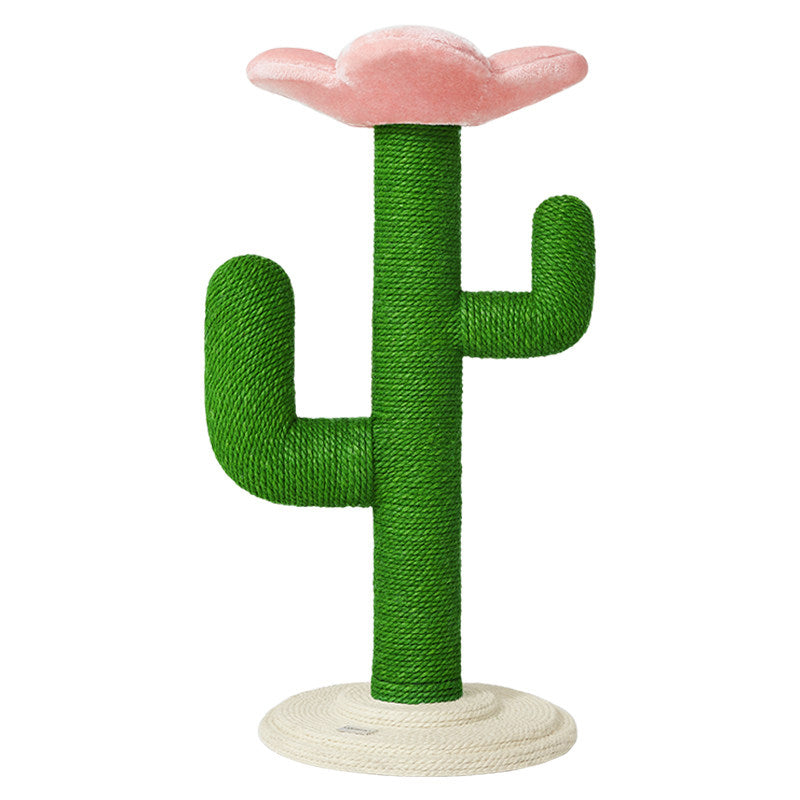 Contemporary Creative Round PVC Plastic Velvet Fabric Hemp Rope Cactus Cat Scratching Post 1-Condo 1-Perch For Bedroom