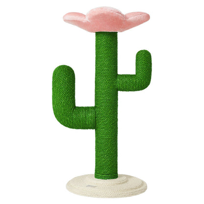 Contemporary Creative Round PVC Plastic Velvet Fabric Hemp Rope Cactus Cat Scratching Post 1-Condo 1-Perch For Bedroom
