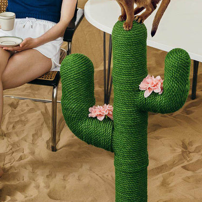 Contemporary Creative Round PVC Plastic Velvet Fabric Hemp Rope Cactus Cat Scratching Post 1-Condo 1-Perch For Bedroom