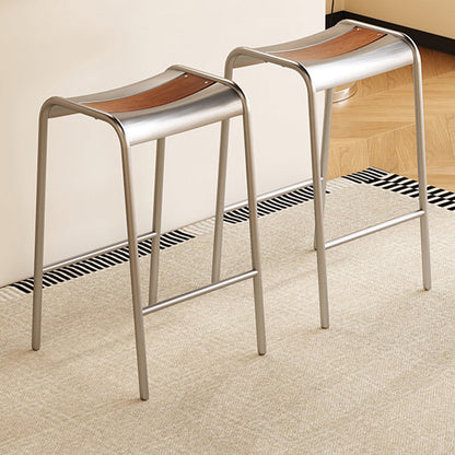 Modern Minimalist Curved Carbon Steel Multi-Layer Board Bar Stool For Dining Room