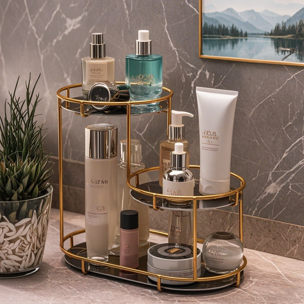Modern Minimalist Round UV Board Iron End Table 3-Tier For Bathroom