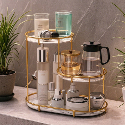 Modern Minimalist Round UV Board Iron End Table 3-Tier For Bathroom