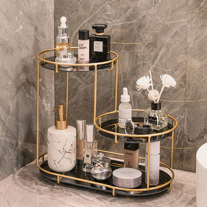 Modern Minimalist Round UV Board Iron End Table 3-Tier For Bathroom