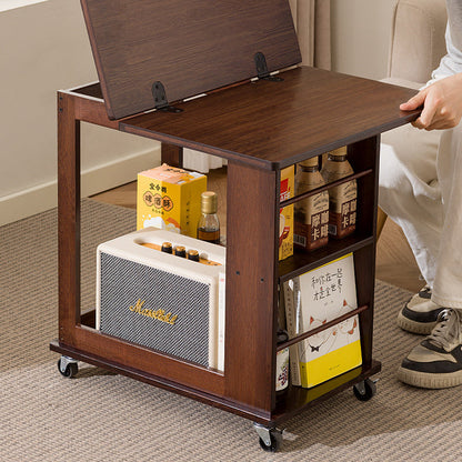 Modern Minimalist Rectangular Bamboo Side Table 2-Tier Movable For Living Room