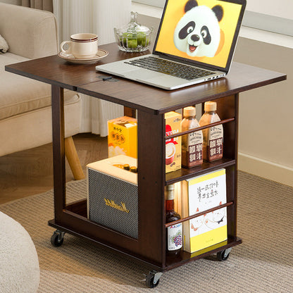 Modern Minimalist Rectangular Bamboo Side Table 2-Tier Movable For Living Room