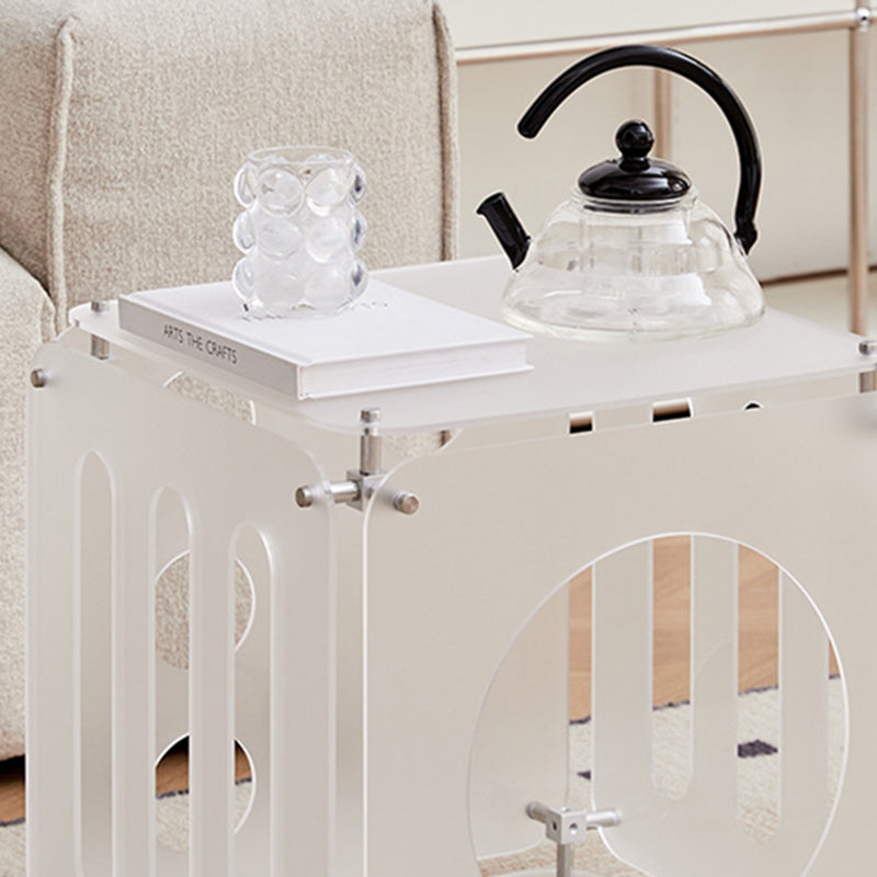 Modern Minimalist Square Acrylic Stainless Steel Side Table 2-Tier Sturdy Design For Living Room