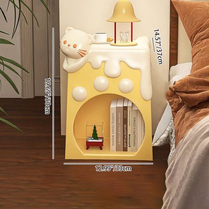 Modern Minimalist Trapezoidal Resin Nightstand 2-Tier Decor For Bedroom