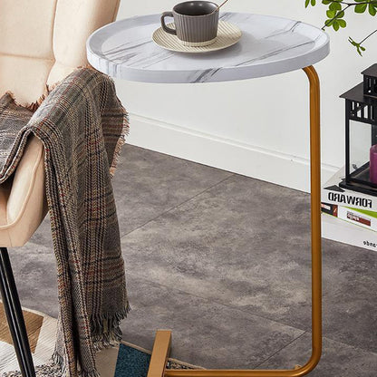 Modern Minimalist Curved Stainless Steel Medium Density Fiberboard Side Table Stable Durable For Living Room