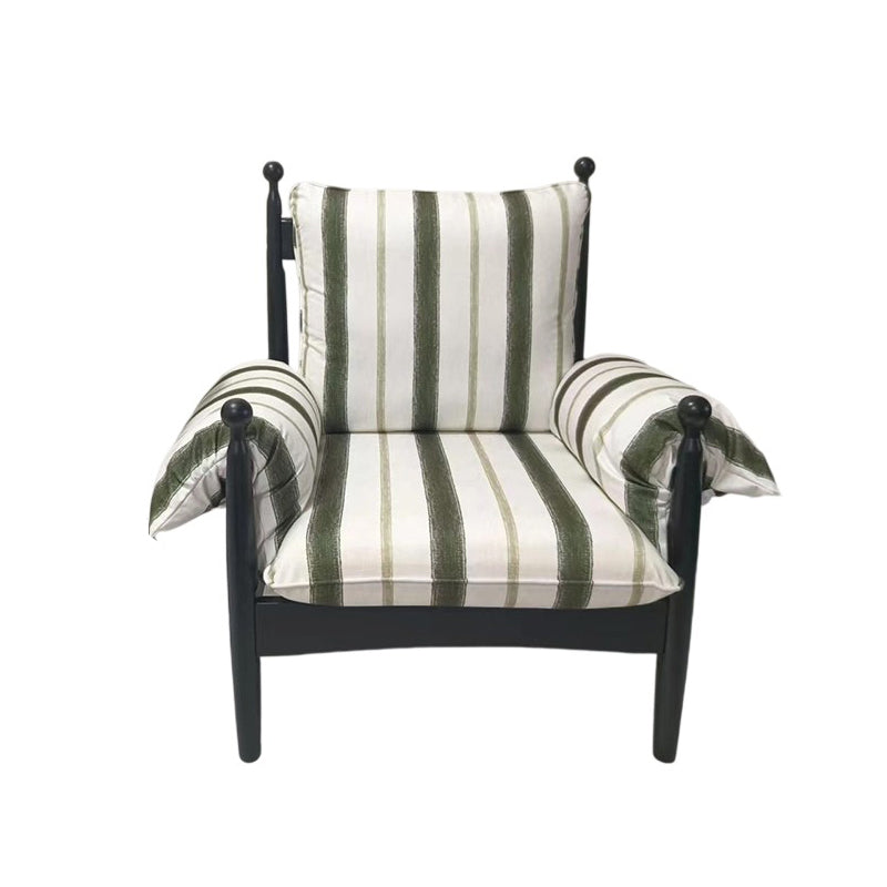 Traditional Vintage Curved Cotton Solid Wood Velvet Fabric Accent Chair Backrest Armrest For Living Room