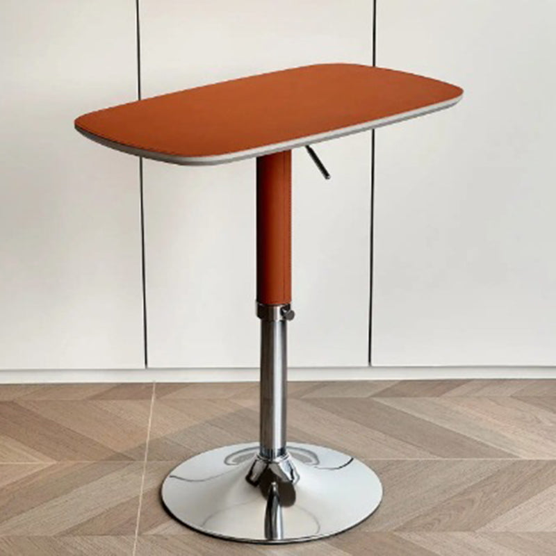Traditional Vintage Rectangular Saddle Leather MDF Eco-Friendly Board Carbon Steel Side Table Adjustable For Living Room