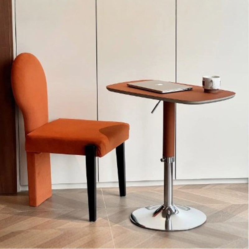 Traditional Vintage Rectangular Saddle Leather MDF Eco-Friendly Board Carbon Steel Side Table Adjustable For Living Room