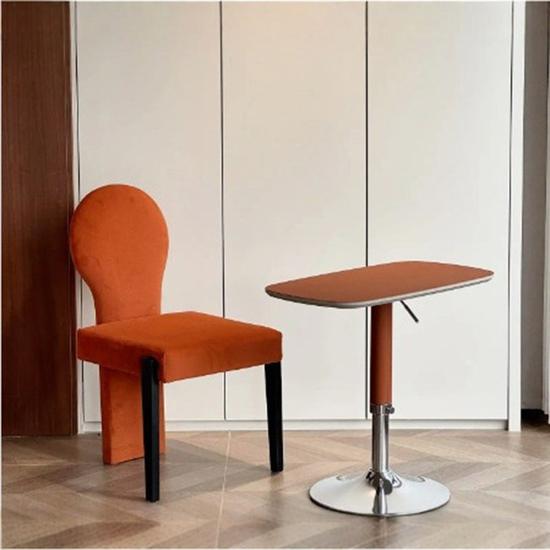 Traditional Vintage Rectangular Saddle Leather MDF Eco-Friendly Board Carbon Steel Side Table Adjustable For Living Room